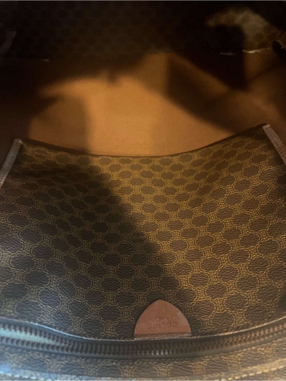 Celine Dark Brown Monogram Canvas Tote with Tan Leather Trim - Picture 9 of 13